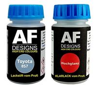 Alex Flittner Designs Penna per vernice per Toyota 8S7 Light Blue Metallic + vernice trasparente per auto da 50 ml