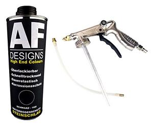 Alex Flittner Designs Protezione contro i sassi/sottoscocca nera 1 kg verniciabile + protezione sottoscocca pistola per cavità | pistola antiruggine | pistola a spruzzo