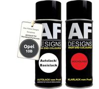 Alex Flittner Designs Set di bombolette spray per auto per Opel 10B SATIN STEEL GREY metallizzato, vernice base trasparente, bomboletta spray 400 ml
