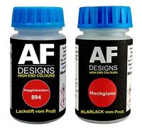 Alex Flittner Designs Set di penne per ritocco vernice per PiaggioScooters 894 Rosso Dragon + vernice trasparente 50ml ciascuno Set vernice per moto vernice base