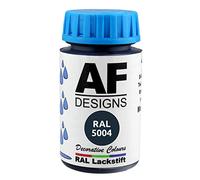 Alex Flittner Designs Vernice per ritocchi con pennello RAL 5004 Nero blu brillante 50ml per legno, metallo, mobili, bagno, vernice per ritocchi e riparazione