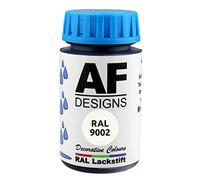 Alex Flittner Designs Vernice per ritocchi con pennello RAL 9002 Grigio bianco lucido 50ml per legno, metallo, mobili, bagno