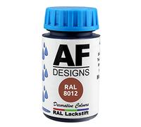 Alex Flittner Designs Vernice per vernice RAL 8012, colore rosso e marrone opaco, 50 ml, in legno, metallo, per mobili, bagno, vernice per ritocco