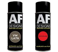 Alex Flittner Designs, vernice spray per auto, set adatto per VW/Volkswagen Limestone Grey Metallic LA7N, vernice di base trasparente spray, 400 ml