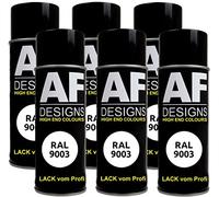 Alex Flittner Designs Vernice spray RAL 9003, colore bianco opaco, 6 x 400 ml, vernice colorata