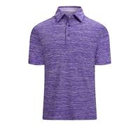 Alex Vando Camicia da golf da uomo traspirante a maniche corte a maniche corte casual da uomo, Viola, XL