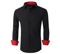 Alex Vando Mens Dress Shirts Regular Fit Long Sleeve Stretch Business Dress Shirts for Men,Black,M