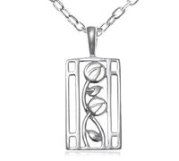 Alexander Castle Charles Rennie Mackintosh - Collana in argento Sterling 925 per donne e ragazze, con catena in argento da 45,7 cm e confezione regalo, 20 mm x 10 mm, Argento sterling