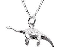 Alexander Castle Ciondolo a forma di dinosauro Plesiosauro, in argento Sterling, con catenina da 45,7 cm e scatola regalo, Argento sterling, senza pietra
