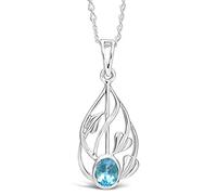 Alexander Castle - Collana con pendente in argento Sterling con topazio blu, design di Charles Rennie Mackintosh, catenina da 46 cm, in confezione regalo
