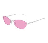 Alexander McQueen Unisex Alexander McQueen AM0525S 004 Occhiali da sole Acetato Argento Rosa Geometrica