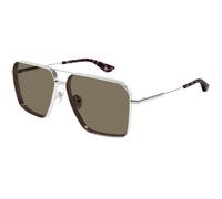 Alexander McQueen Uomo AM0500S 002 Occhiali da sole Metallo Argento Marrone Pilot