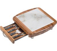 alexander Tagliere Formaggio 36x36x10,5cm con Coltelli in Legno e Marmo Apollo