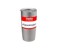 Alexander, targhetta con scritta "Hello My Name is Name" Bicchiere termico in acciaio inox doppia parete