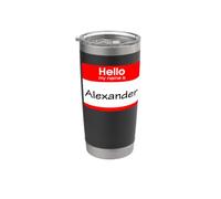 Alexander, targhetta con scritta "Hello My Name is Name" Bicchiere termico in acciaio inox doppia parete