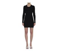 Alexander Wang, ,Dresses ,Donna ,Nero ,M Abito in maglia a coste con dettaglio sovrapposto
