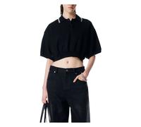 Alexander Wang - Polo Crop in Cotone con Coulisse - - Tops - Donna - Nero - M