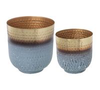 Alexandra House Living Set di fioriere in metallo dorato Celeste (2 pezzi)