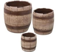 Alexandra House Living Set di fioriere marrone ceramica barile (3 pezzi)