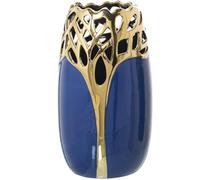 Alexandra House Living Vaso Oro Blu Scuro Ceramica 15 x 16 x 27 cm