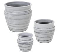 AlexandreHouse Set 3 vasetti in ceramica grigio a righe