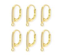 ALEXCRAFT Accessori Ganci Francesi Oro 14K con Zircone Kit 6 Pezzi | Kit Accessori a Leva con Zircone Placcato Oro 14K per Creare Orecchini Pendenti Gioielli Fai da Te