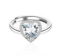 ALEXCRAFT Anelli Argento 925 Donna Anelli Aperti con Pietra Forma Cuore Anelli Argento Fedine Fidanzamento Coppia con Zircone Amicizia Antistress
