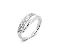 ALEXCRAFT Anelli Donna Acciaio Inossidabile Regolabili con Brillantini Chunky Anelli Argento Grandi Anello in Argento Donna Largo Fascia Mignolo Police Forma Aperti