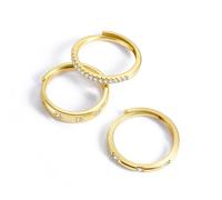 ALEXCRAFT Anelli Donna Oro Regolabili 925 con Zirconi Anelli Argento Donna a Fascia Anelli Donna Regolabili Mignolo Dorato Fedine Sottili Per Tutte Le Dita Pollice Piede a Fascia Placcato Oro 14K