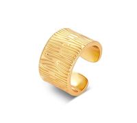 ALEXCRAFT Chunky Ringe Gold für Damen Herren, Vintage Gehämmert Ring Hypoallergen 14K Vergoldet Einfacher Offen, 7.5" Verstellbar Statement Ring Dick Groß Schmuck für Frauen Freundin