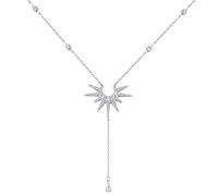 ALEXCRAFT Collana lunga a Y in argento Sterling 925, per donna e donna, placcata in oro 14 carati, regolabile con zirconi a ottanta punte, con ciondolo a forma di stella del sole a Y, Ottone