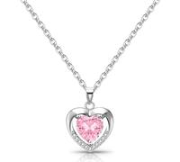 ALEXCRAFT Collanina Argento 92 Donna Con Ciondolo Cuore Collana Cuoricini Girocollo Argento Collana Cuoricino Rosa 92 Portafortuna Estiva