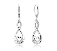 ALEXCRAFT Orecchini Argento 925 Pendenti Donna Cuore Infinito Zircone Argento Sterling 925 Post Orecchini Leverback CZ Torcere Goccia d’Aqua Pendenti