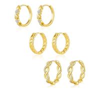 ALEXCRAFT Orecchini Cerchio Argento 925 in Oro 14K, Oro Orecchini Anallergici Donna, 3 Paia Orecchini Cerchio Piccoli con Confezione