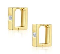 ALEXCRAFT Orecchini Cerchio Donna Oro 14K Huggie Quadrati Zirconi