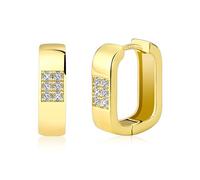 ALEXCRAFT Orecchini Cerchio Donna Oro 14K Zirconi Huggie Quadrati