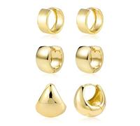 ALEXCRAFT Orecchini Cerchio Oro Spessi 925 Post 3 Paia Orecchini Oro Donna Orecchini Da Donna A Cerchio Multipli