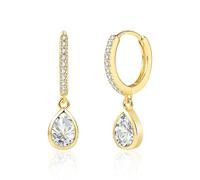 ALEXCRAFT Orecchini da donna in argento 925, piccoli orecchini da appendere, ipoallergenici, a forma di goccia, piccoli orecchini a cerchio Huggie, piccoli zirconi pendenti da donna, Argento