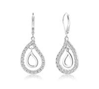 ALEXCRAFT Orecchini Donna Argento 925 Pendenti Post Eleganti Orecchini Pendenti Argento Con Zirconi Doppi Cerchi Orecchini Ciondolo Goccia