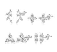 ALEXCRAFT Orecchini Donna Argento 925 Post 4 Paia Piercing Orecchio Lobo Cartilagine Titanio Anallergici Helix Piercing Piccoli a Perno a Bottone Trago Ciliegia con Brillantini