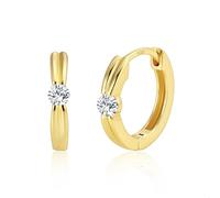 ALEXCRAFT Orecchini in argento 925, piccoli orecchini a cerchio, ipoallergenici, spessi, larghi, cartilagine Huggie, 16 mm, in argento Sterling con zirconi e glitter - per donne e ragazze, klein