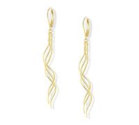 ALEXCRAFT, Orecchini Lunghi Oro Argento Donna, Orecchini Pendenti a Linea Ondulata, Brillanti, Orecchini a Spirale, Stile Boho, Ipoallergenici, Base in Argento 925, Placcati in Oro 14K, Gioielli da
