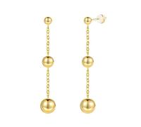 ALEXCRAFT Orecchini pendenti con sfera d'oro da donna, orecchini a bottone con tripla sfera in oro 14K Orecchini a sfera in argento sterling Regali di gioielli leggeri
