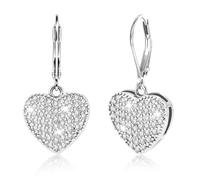 ALEXCRAFT Orecchini Pendenti Donna CZ Leverback Placcato Oro 14K e Argento | Ipoallergenici Orecchini Pendenti Rotondo Goccia Cuore Croce Fiore Pieno CZ Lunghi Brillanti Gioielli Regalo Sposa Matrimonio