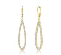 ALEXCRAFT Orecchini Pendenti Donna CZ Leverback Placcato Oro 14K e Argento | Ipoallergenici Orecchini Pendenti Rotondo Goccia Cuore Croce Fiore Pieno CZ Lunghi Brillanti Gioielli Regalo Sposa Matrimonio
