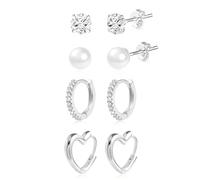 ALEXCRAFT Set Orecchini E Cerchi Multi Modelli Zirconi Minimal Gioiello | Set Orecchini E Cerchi Zirconi Sfera Disco Cuore Stile Versatile Per Uscite Quotidiane Donna Regalo Moda