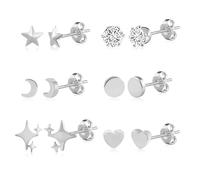 ALEXCRAFT Set Orecchini E Cerchi Multi Modelli Zirconi Minimal Gioiello | Set Orecchini E Cerchi Zirconi Sfera Disco Cuore Stile Versatile Per Uscite Quotidiane Donna Regalo Moda