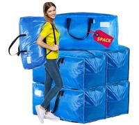 AlexHome Sacchetti di imballaggio resistenti, extra large per lo spostamento, riutilizzabili, in plastica, contenitori per vestiti, contenitori per traslochi, compatibili con carrello Ikea Frakta (blu