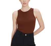 Alexis Leroy Body Donna Elasticizzato Senza Maniche Collo Rondo Body Comfort Marrone M