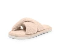 Alexis Leroy Pantofole Peluche Donna Ciabatte Pelose Comode Invernali con Punta Aperta Beige 36-37 EU